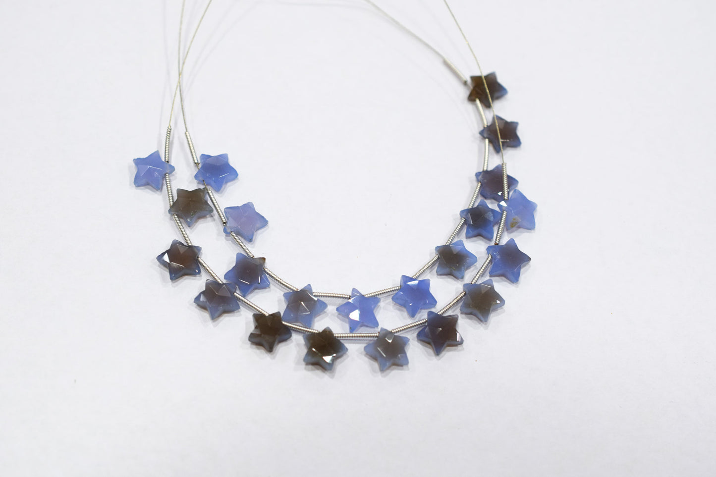 11 Pieces Natural Blue Chalcedony Concave Cut Star Shape Faceted Briolettes , Sold By Strand , 10 mm , 17361