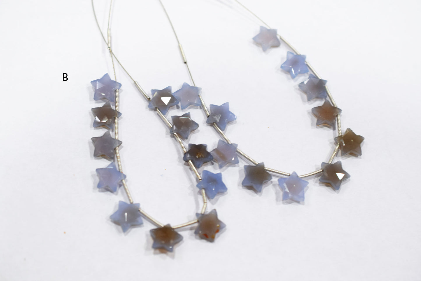 11 Pieces Natural Blue Chalcedony Concave Cut Star Shape Faceted Briolettes , Sold By Strand , 10 mm , 17361
