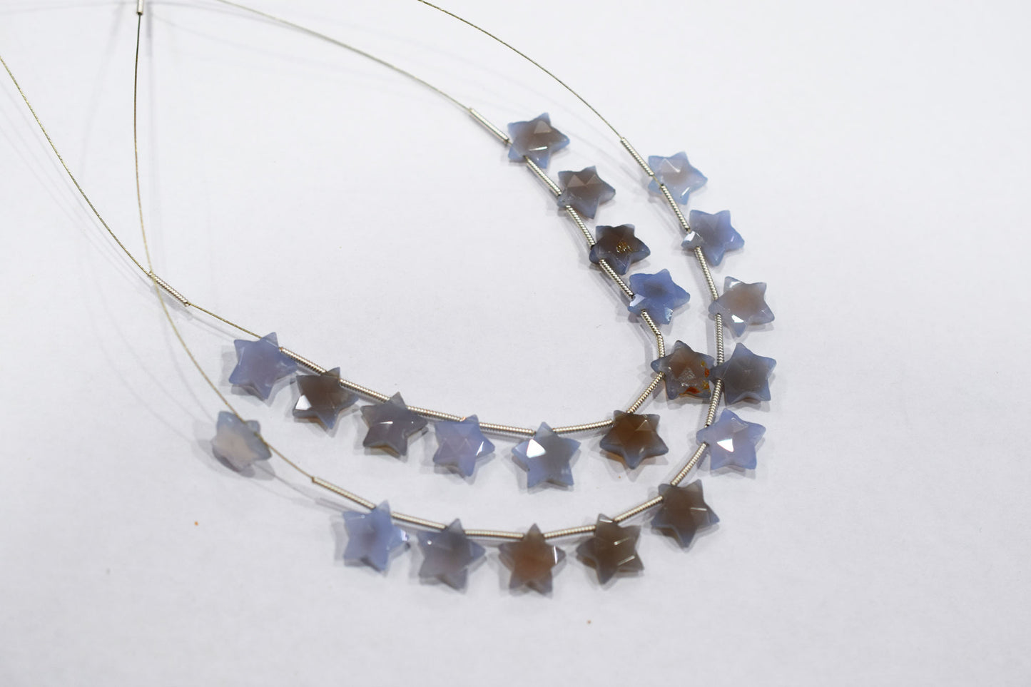 11 Pieces Natural Blue Chalcedony Concave Cut Star Shape Faceted Briolettes , Sold By Strand , 10 mm , 17361