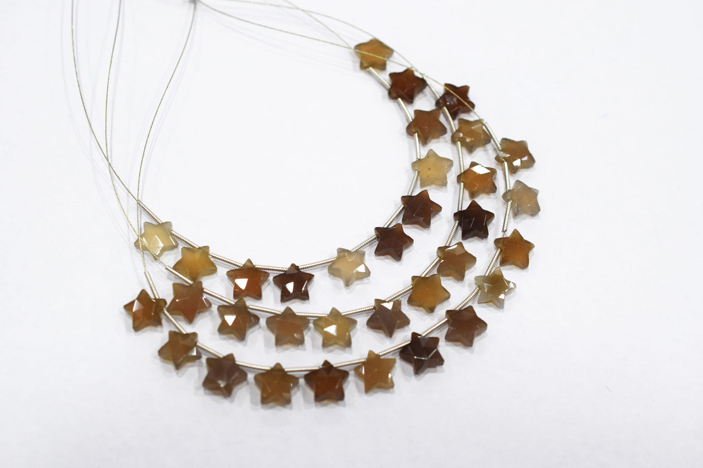 10 Pcs Natural Grey Chalcedony Concave Cut Star Shape Faceted Briolettes , Sold By Strand , 10 mm , 17364