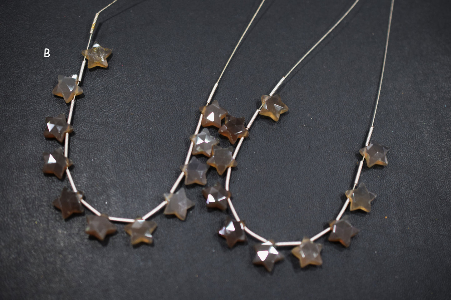 10 Pcs Natural Grey Chalcedony Concave Cut Star Shape Faceted Briolettes , Sold By Strand , 10 mm , 17364