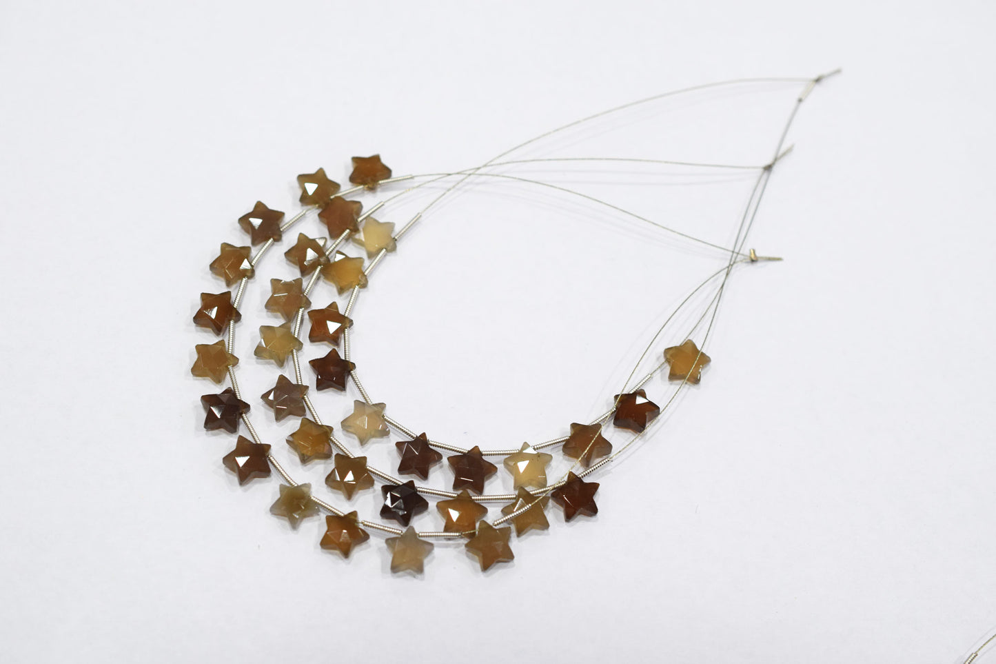 10 Pcs Natural Grey Chalcedony Concave Cut Star Shape Faceted Briolettes , Sold By Strand , 10 mm , 17364