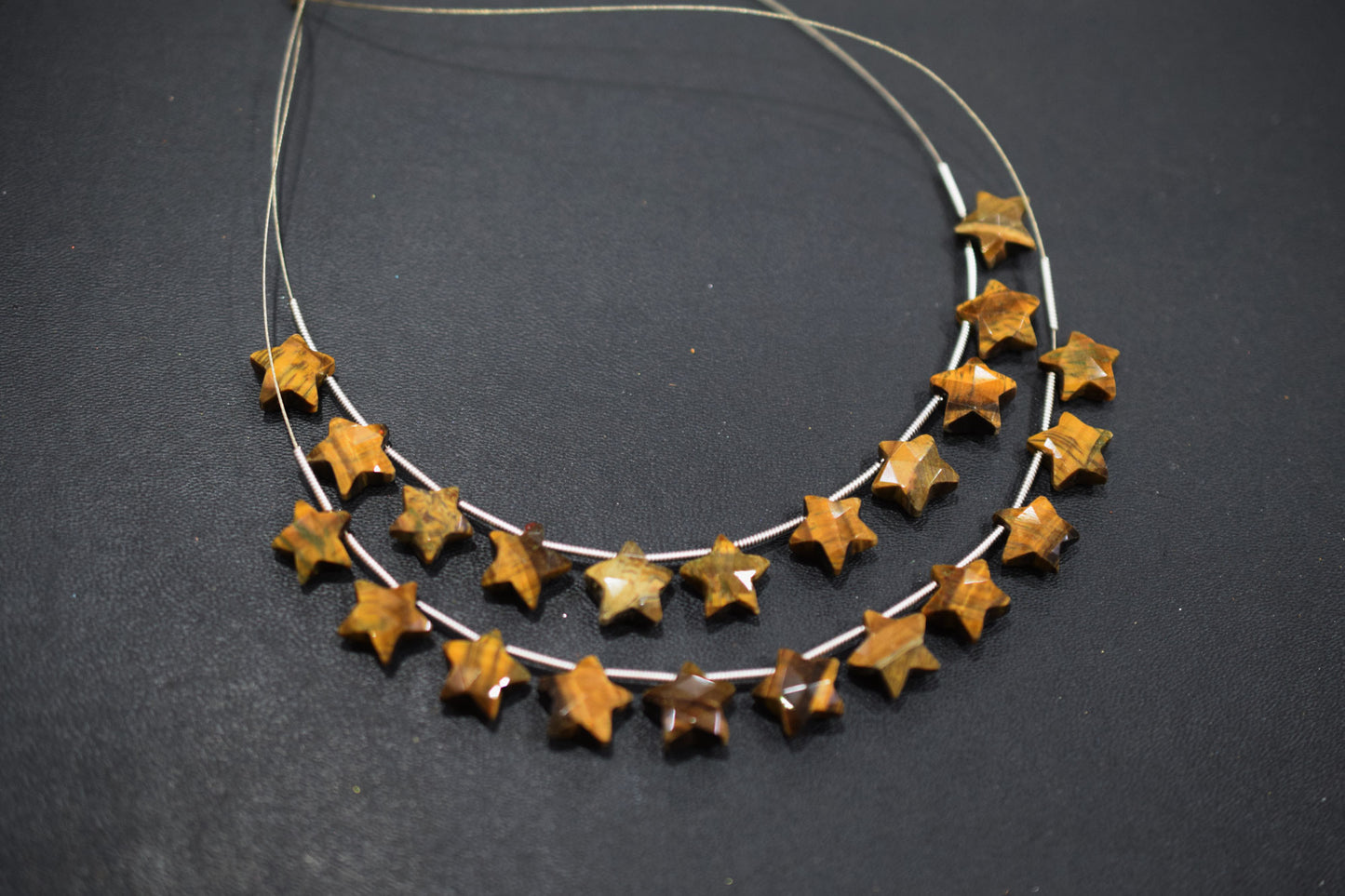 11 Pieces Natural Tiger Eye Concave Cut Star Shape Faceted Briolettes , Sold By Strand , 10 mm , 17365