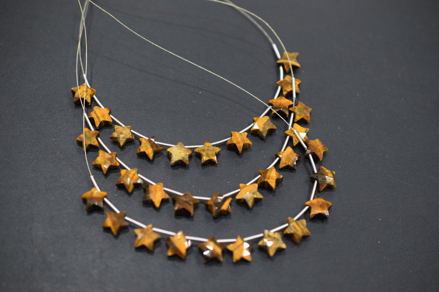 11 Pieces Natural Tiger Eye Concave Cut Star Shape Faceted Briolettes , Sold By Strand , 10 mm , 17365