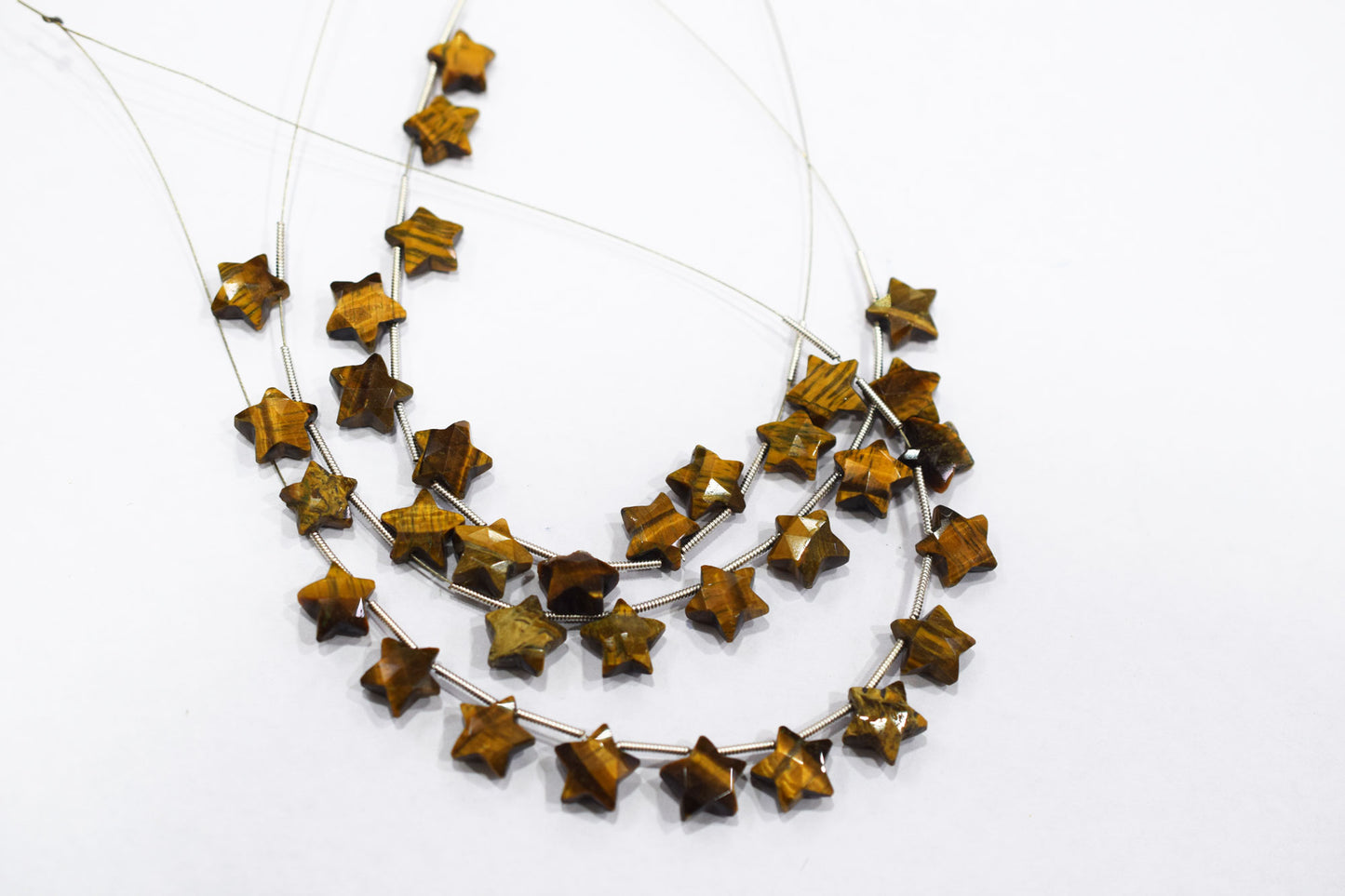 11 Pieces Natural Tiger Eye Concave Cut Star Shape Faceted Briolettes , Sold By Strand , 10 mm , 17365