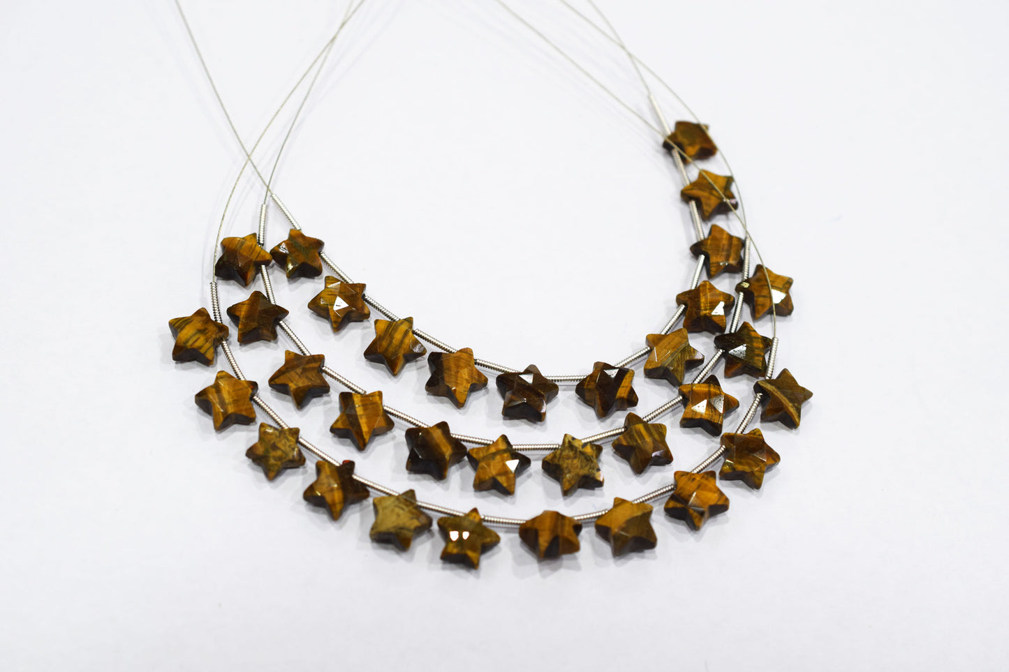 11 Pieces Natural Tiger Eye Concave Cut Star Shape Faceted Briolettes , Sold By Strand , 10 mm , 17365