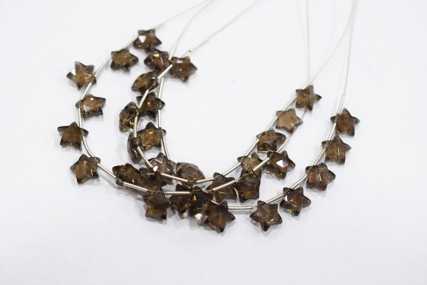11 Pieces Natural Smoky Concave Cut Star Shape Faceted Briolettes , Sold By Strand , 10 mm , 17367