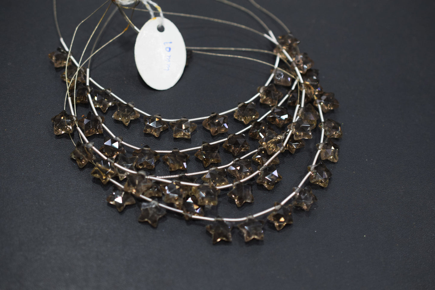 11 Pieces Natural Smoky Concave Cut Star Shape Faceted Briolettes , Sold By Strand , 10 mm , 17367