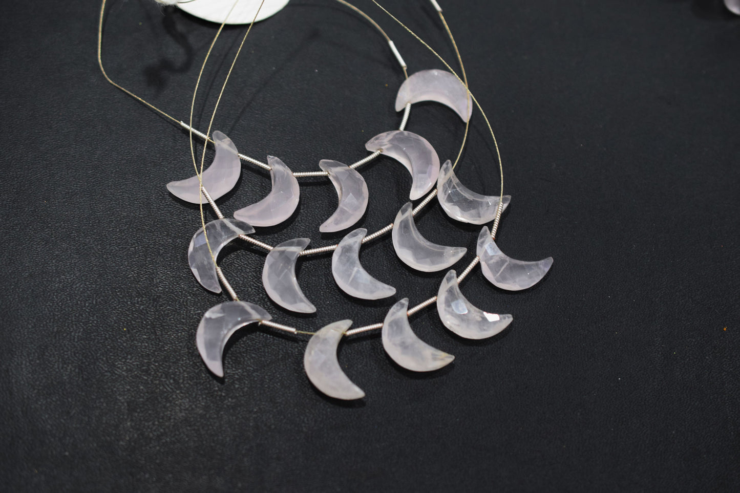 5 Pieces Natural Rose Quartz Faceted Crescent Half Moon Shape Briolettes , Sold By Strand, 7x18 - 8x18 mm , 17375A