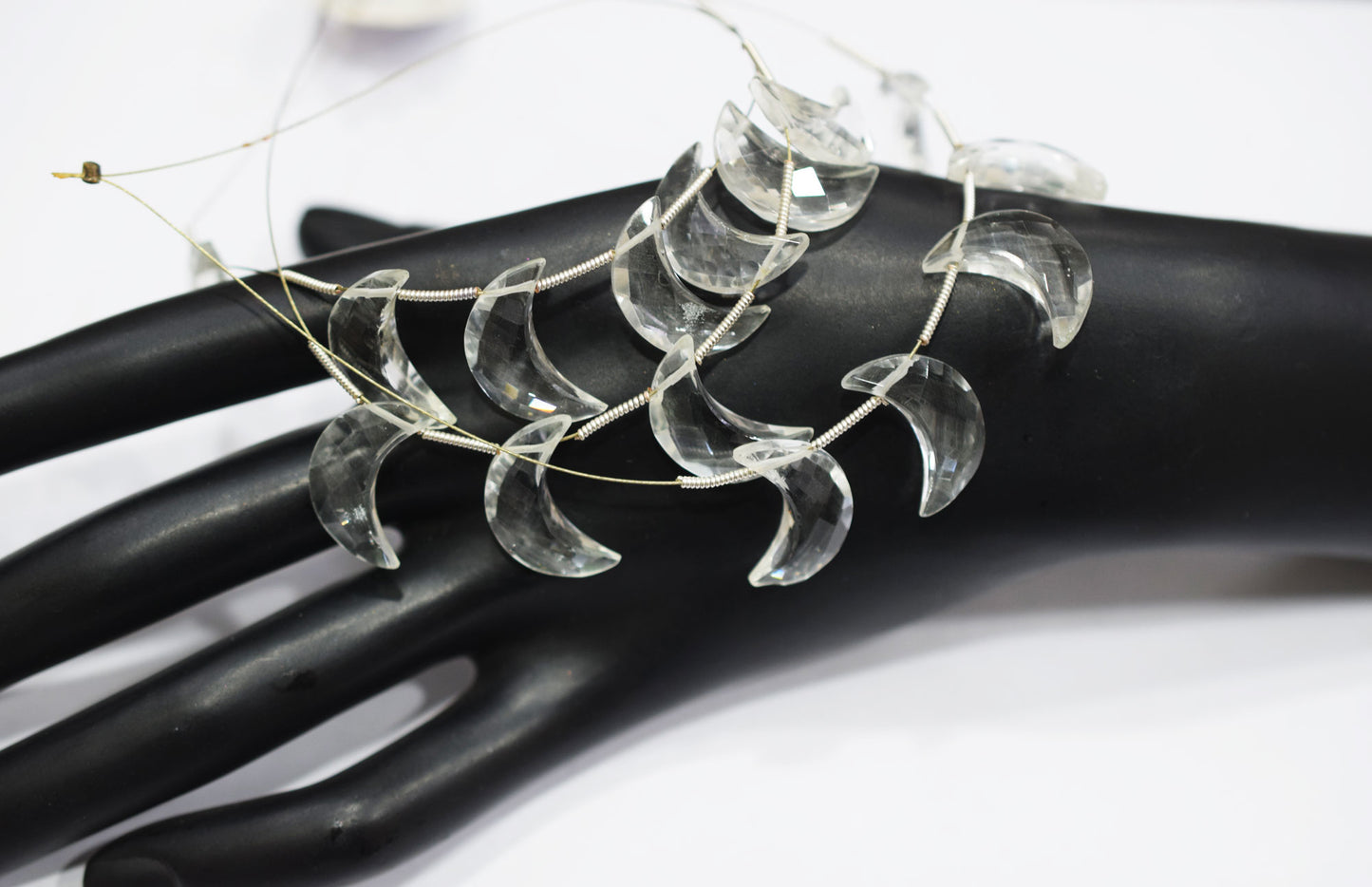 5 Pieces Natural Rock Crystal Faceted Crescent Half Moon Shape Briolettes , Sold By Strand , 7x18 - 8x18 mm , 17377