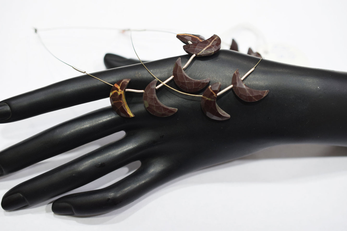 5 Pieces Chocolate Jasper Faceted Crescent Half Moon Shape Briolettes , Sold By Strand , 7x18 - 8x18 mm , 17378
