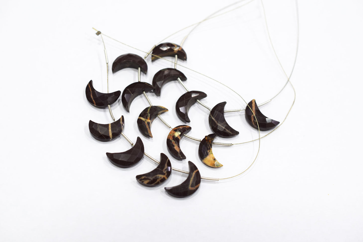 5 Pieces Chocolate Jasper Faceted Crescent Half Moon Shape Briolettes , Sold By Strand , 7x18 - 8x18 mm , 17378