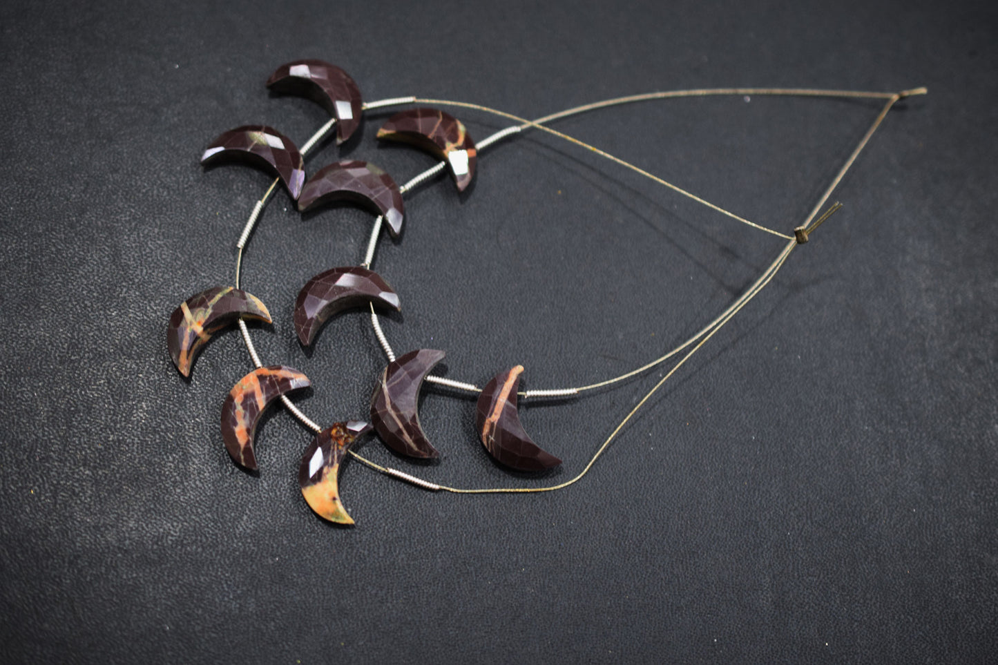 5 Pieces Chocolate Jasper Faceted Crescent Half Moon Shape Briolettes , Sold By Strand , 7x18 - 8x18 mm , 17378