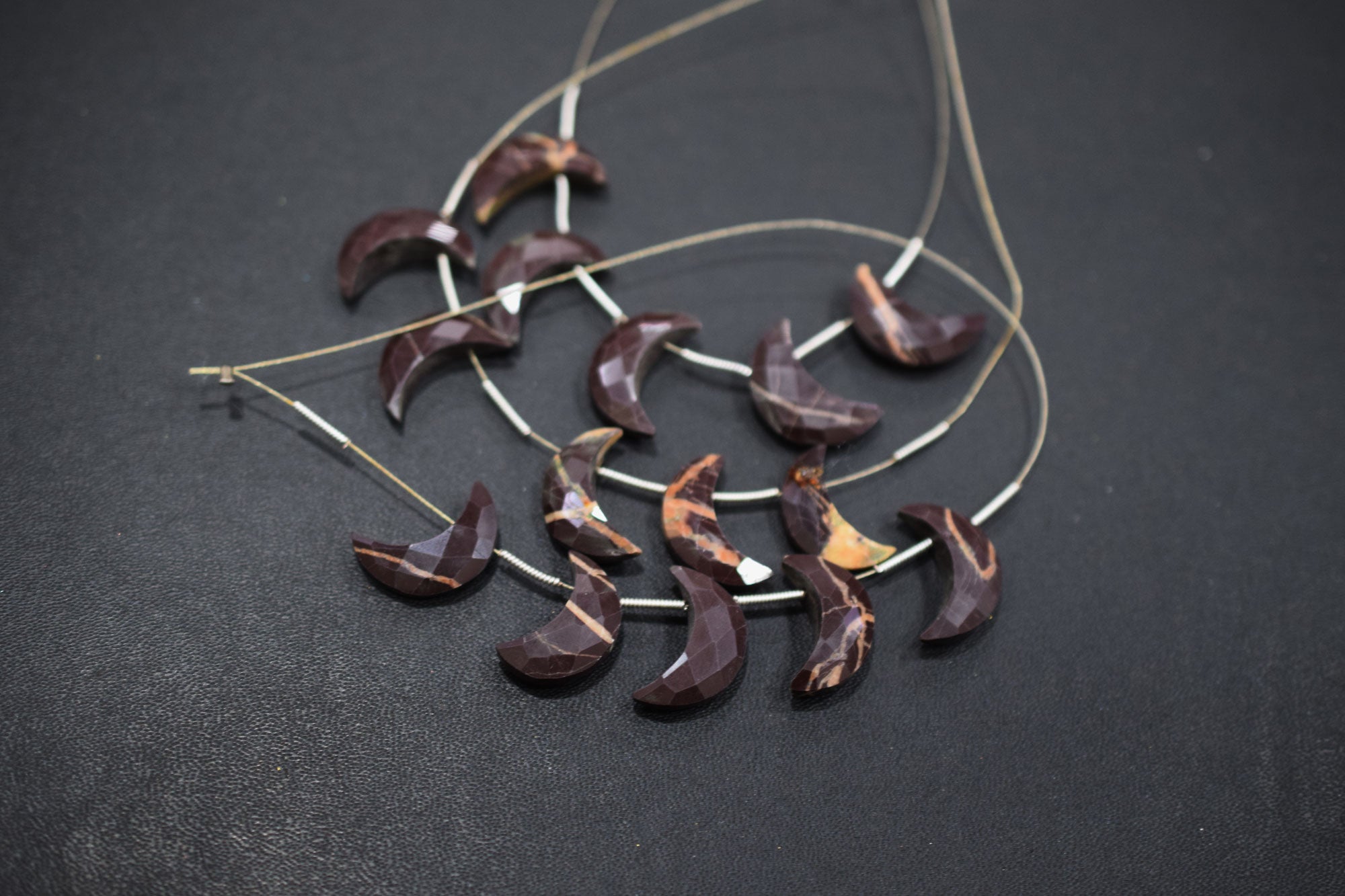 5 Pieces Chocolate Jasper Faceted Crescent Half Moon Shape Briolettes , Sold By Strand , 7x18 - 8x18 mm , 17378