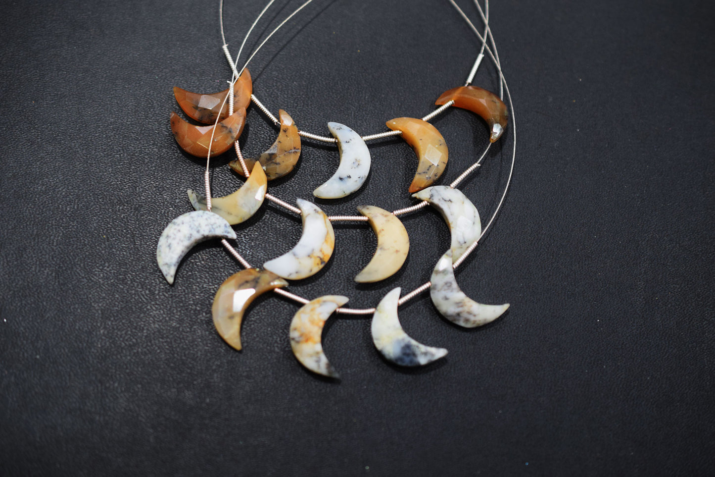 5 Pieces Dendrite Opal Faceted Crescent Half Moon Shape Briolettes , Sold By Strand , 7x18 - 8x18 mm , 17379