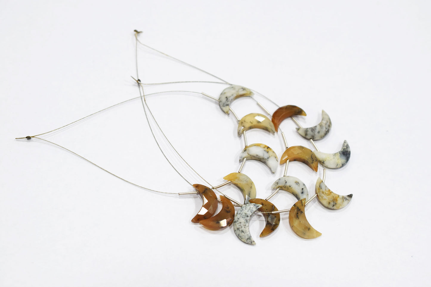 5 Pieces Dendrite Opal Faceted Crescent Half Moon Shape Briolettes , Sold By Strand , 7x18 - 8x18 mm , 17379