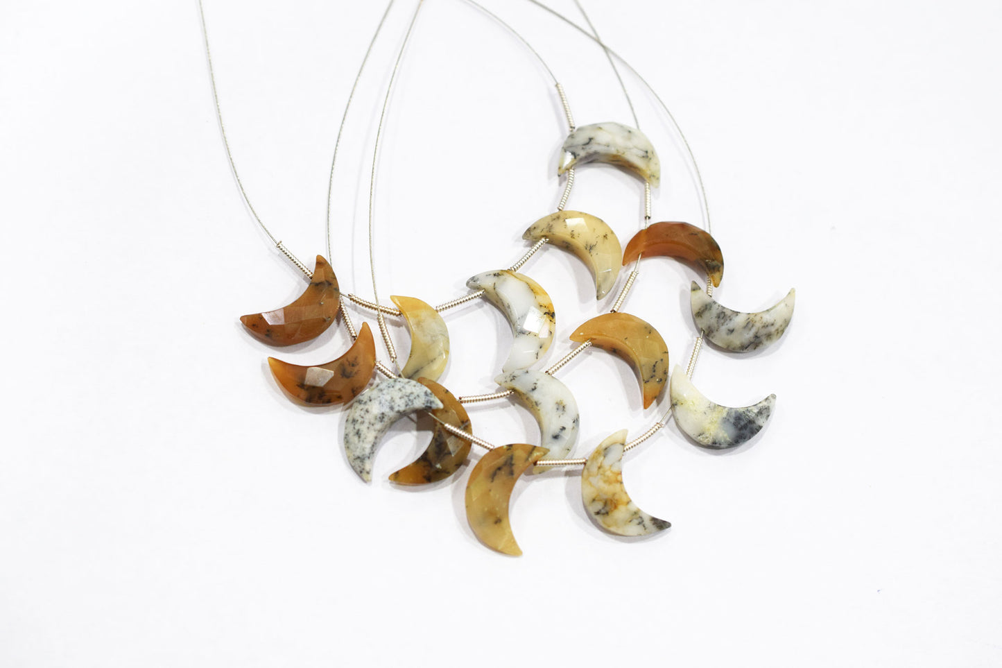 5 Pieces Dendrite Opal Faceted Crescent Half Moon Shape Briolettes , Sold By Strand , 7x18 - 8x18 mm , 17379