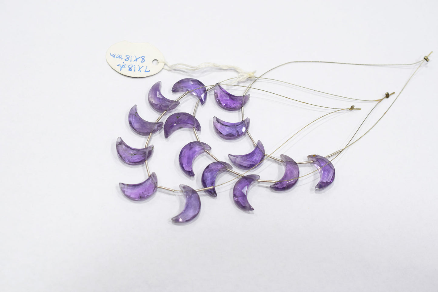 5 Pieces Pink Amethyst Faceted Crescent Half Moon Shape Briolettes , Sold By Strand , 7x18 - 8x18 mm , 17383