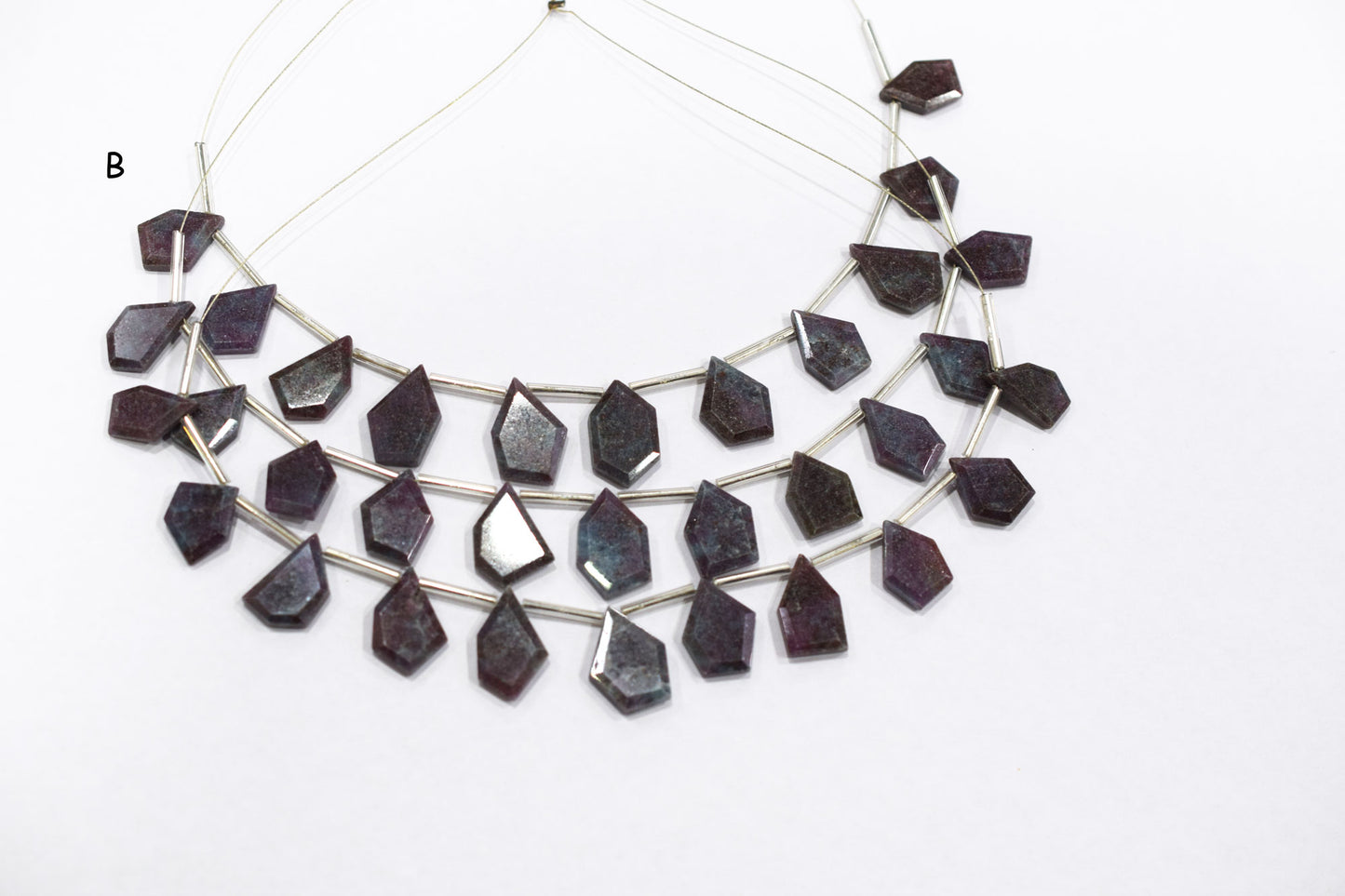 11 Pieces Ruby Kyanite Crown Cut Tablets Geometrical Shape Briolettes , Sold By Strand , 9x12 - 12x16 mm , 17384