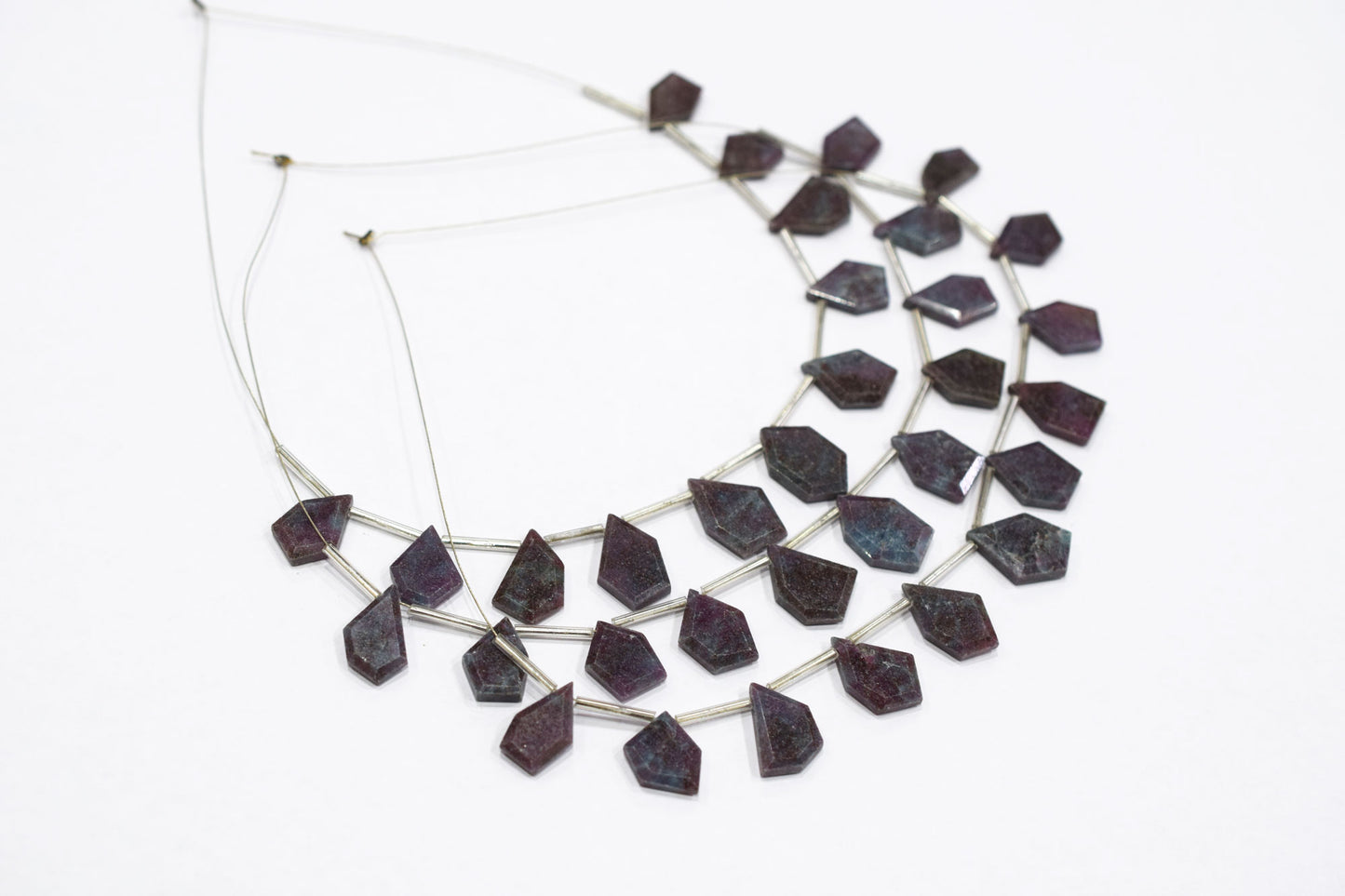11 Pieces Ruby Kyanite Crown Cut Tablets Geometrical Shape Briolettes , Sold By Strand , 9x12 - 12x16 mm , 17384