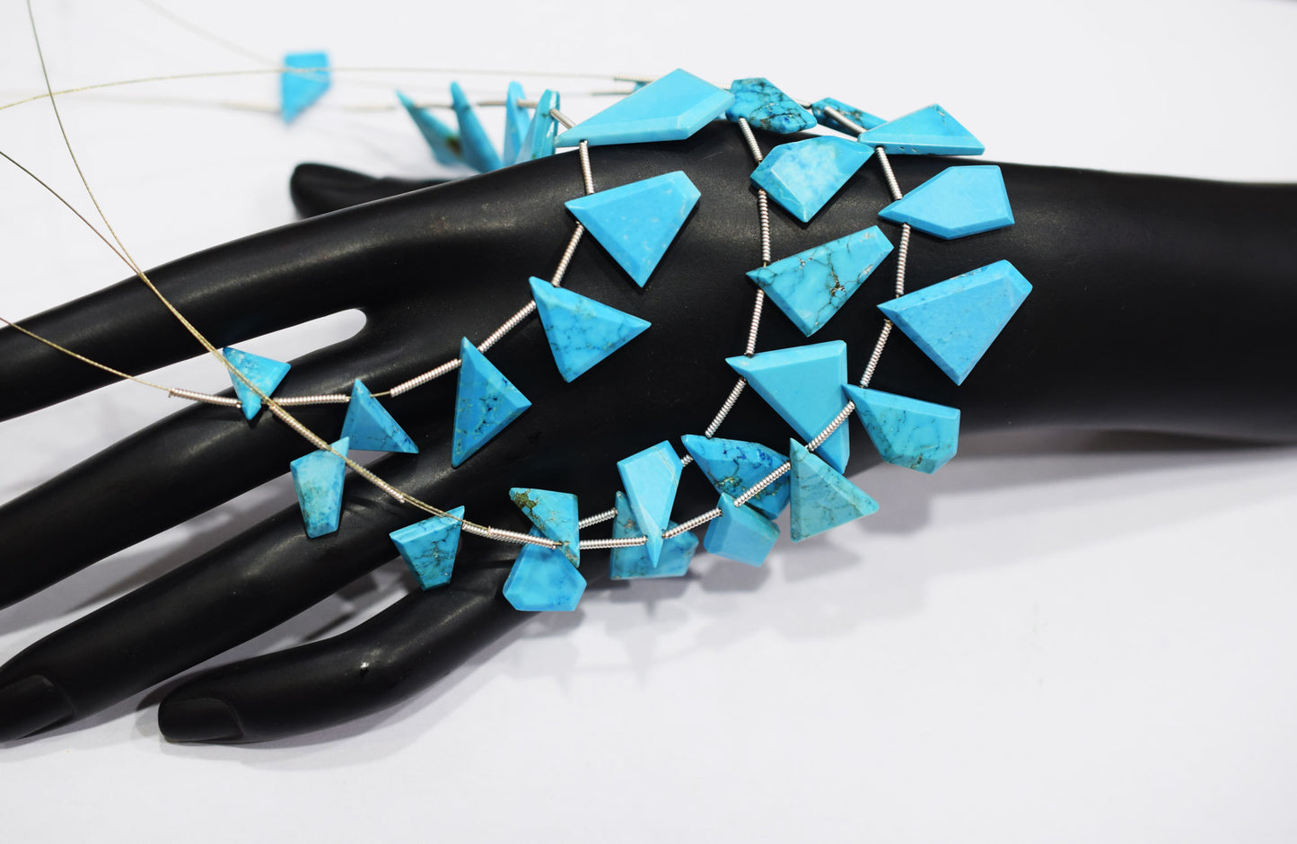 11 Pieces Howlite Turquoise Cut Tablets Geometrical Shape Briolettes , Sold By Strand , 8x14 - 14x18 mm , 17387