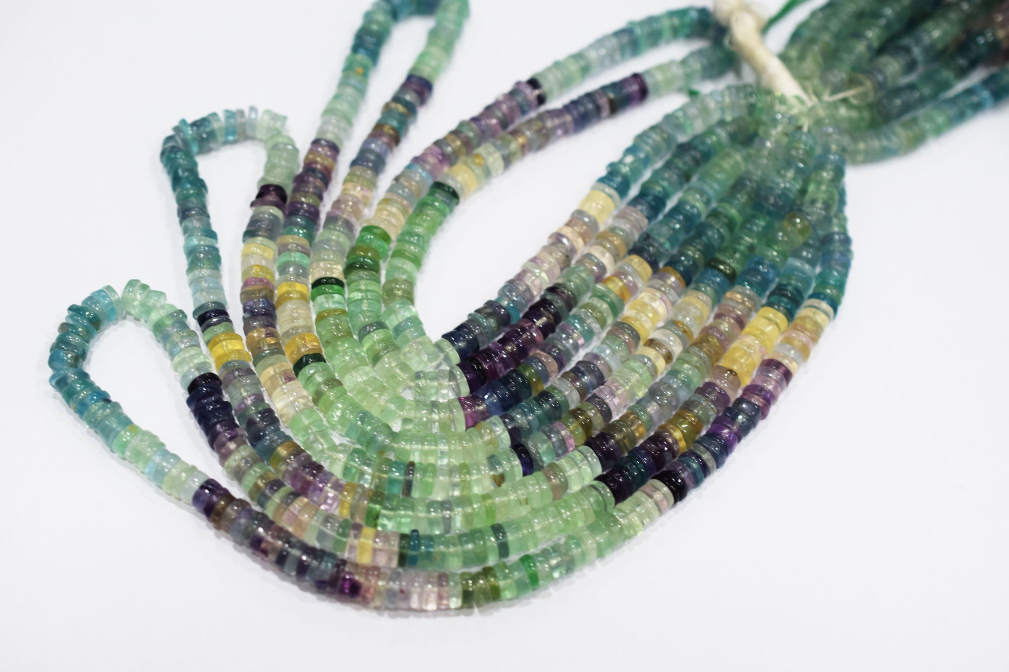 Multi Fluorite Tyre Shape Smooth Beads , Sold By Strand , 6.00 mm , 16 Inches ,  17539
