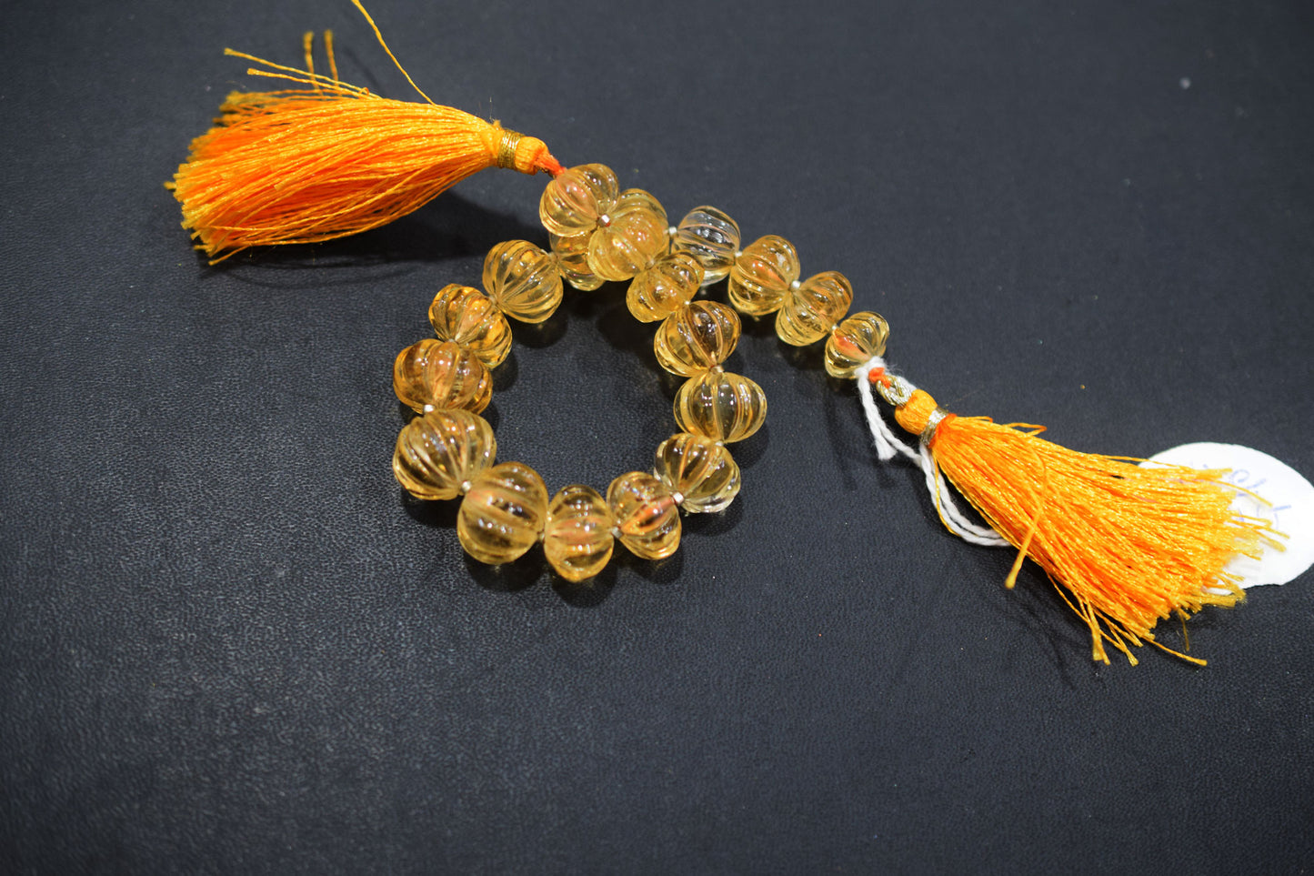 Natural Citrine Carved Melon Shape Beads , Sold By Strand , 11 to 14.50 mm , 7 Inches ,  17544