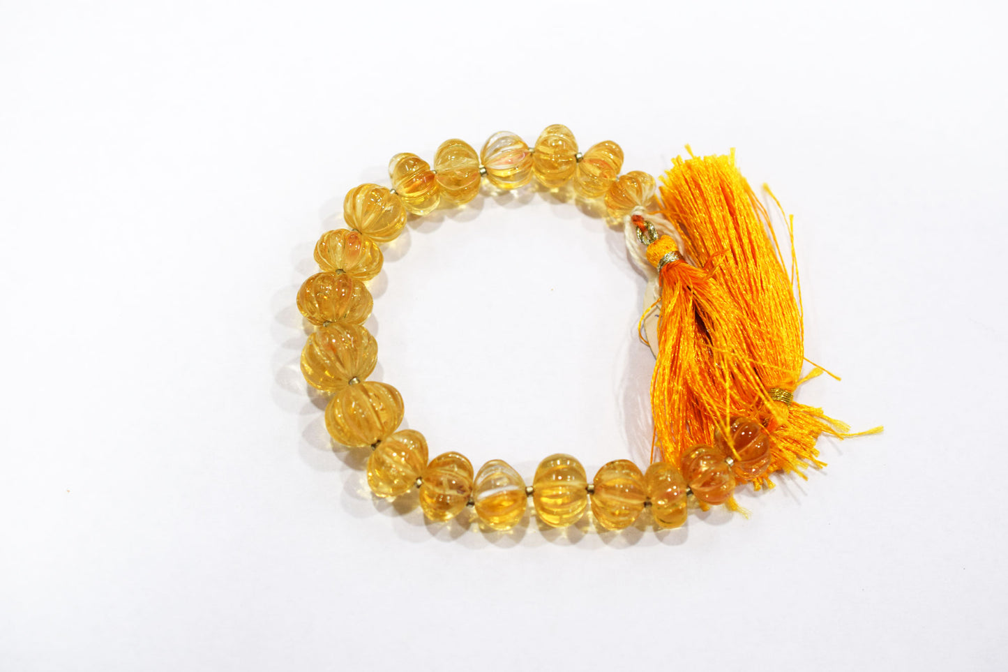 Natural Citrine Carved Melon Shape Beads , Sold By Strand , 11 to 14.50 mm , 7 Inches ,  17544
