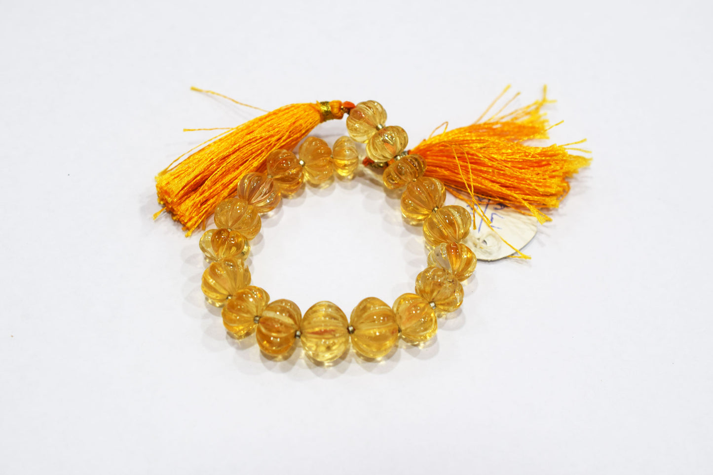 Natural Citrine Carved Melon Shape Beads , Sold By Strand , 11 to 14.50 mm , 7 Inches ,  17544