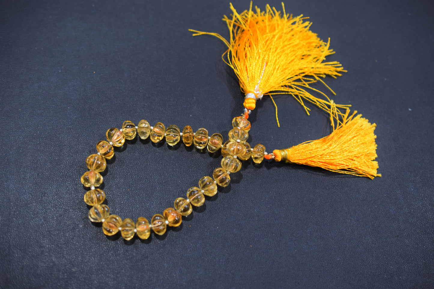 Natural Citrine Carved Melon Shape Beads , Sold By Strand ,  8 to 10 mm , 8 Inches ,  17547
