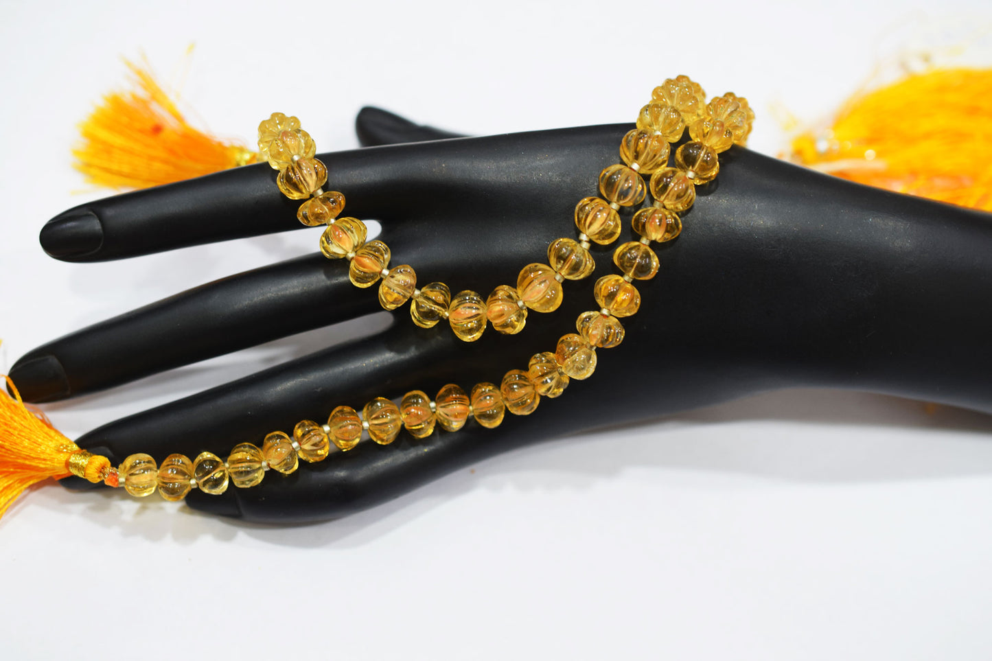Natural Citrine Carved Melon Shape Beads , Sold By Strand ,  8 to 10 mm , 8 Inches ,  17547