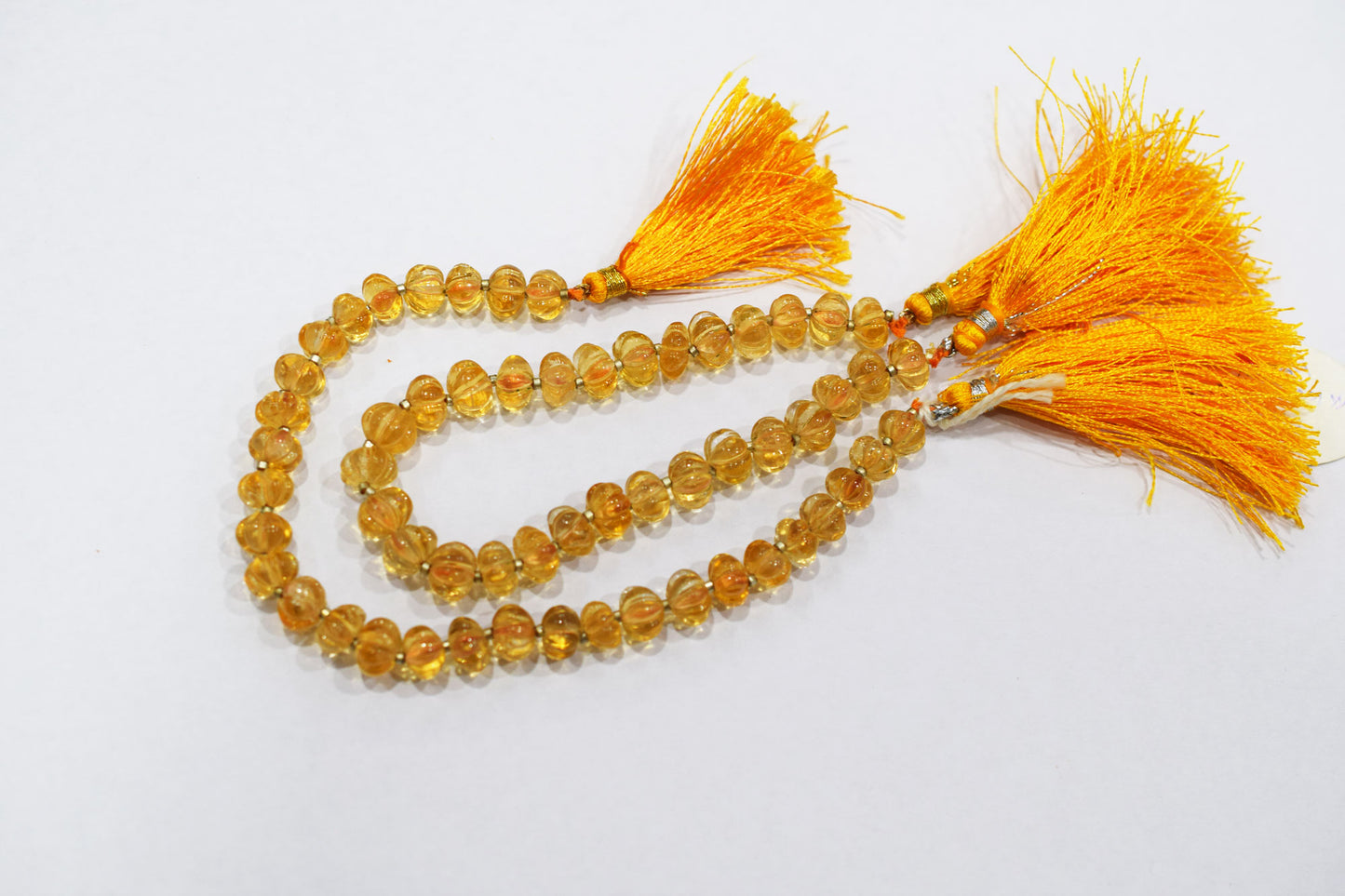 Natural Citrine Carved Melon Shape Beads , Sold By Strand ,  8 to 10 mm , 8 Inches ,  17547