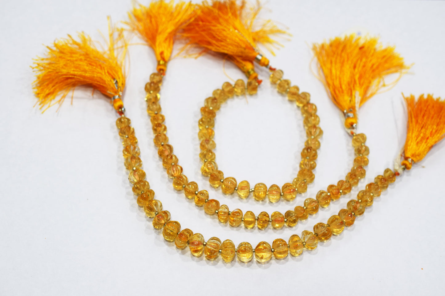 Natural Citrine Carved Melon Shape Beads , Sold By Strand ,  8 to 10 mm , 8 Inches ,  17547