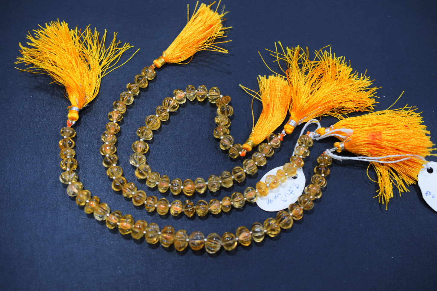 Natural Citrine Carved Melon Shape Beads , Sold By Strand ,  8 to 10 mm , 8 Inches ,  17547
