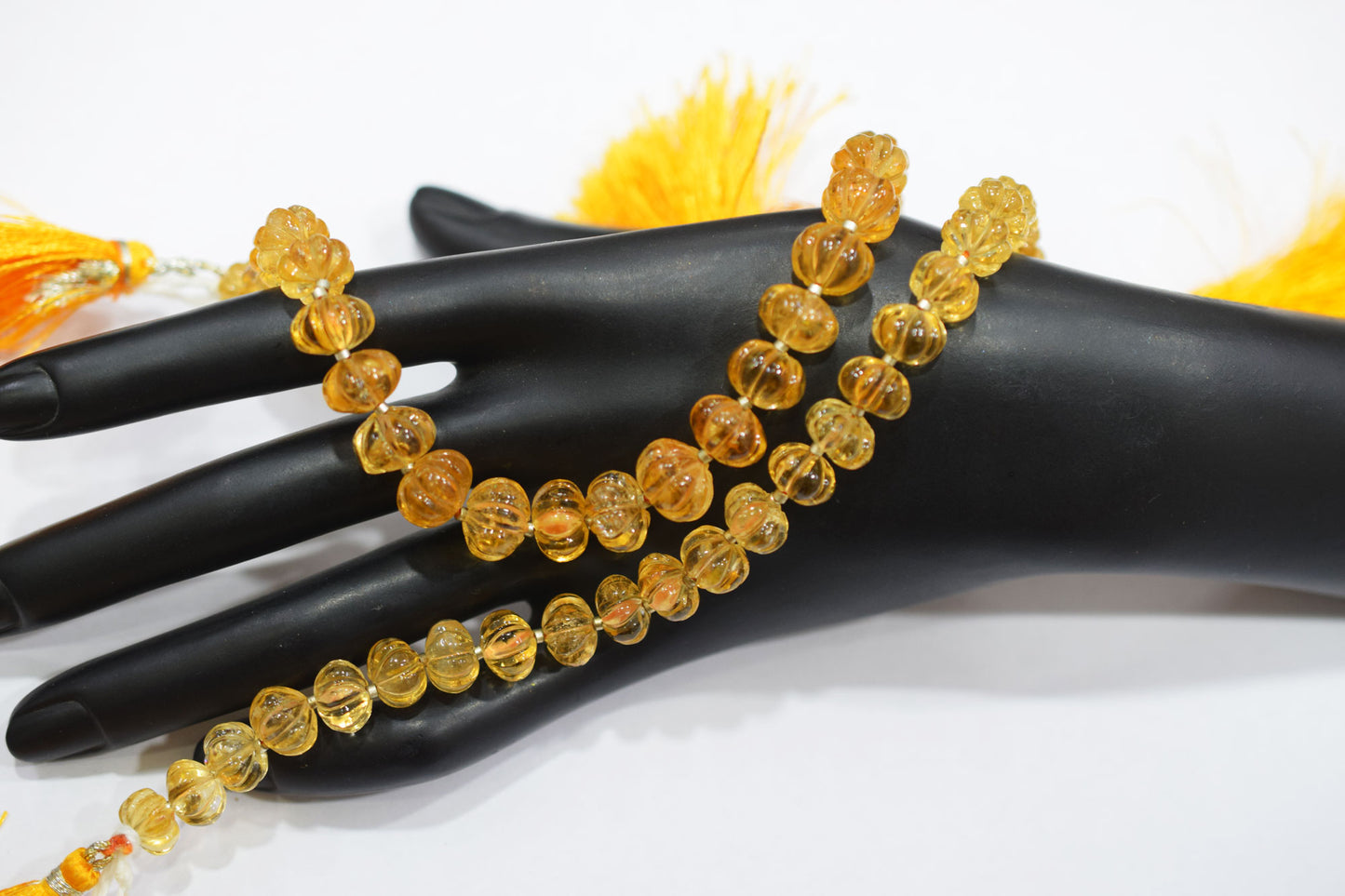 Natural Citrine Carved Melon Shape Beads , Sold By Strand , 9 to 10 mm , 8 Inches ,  17548