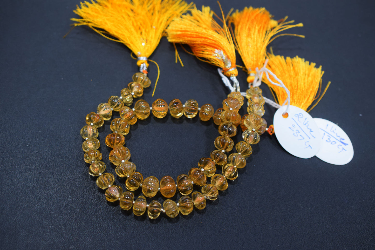 Natural Citrine Carved Melon Shape Beads , Sold By Strand , 9 to 10 mm , 8 Inches ,  17548