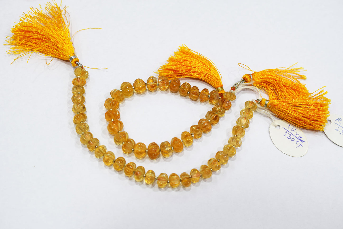 Natural Citrine Carved Melon Shape Beads , Sold By Strand , 9 to 10 mm , 8 Inches ,  17548