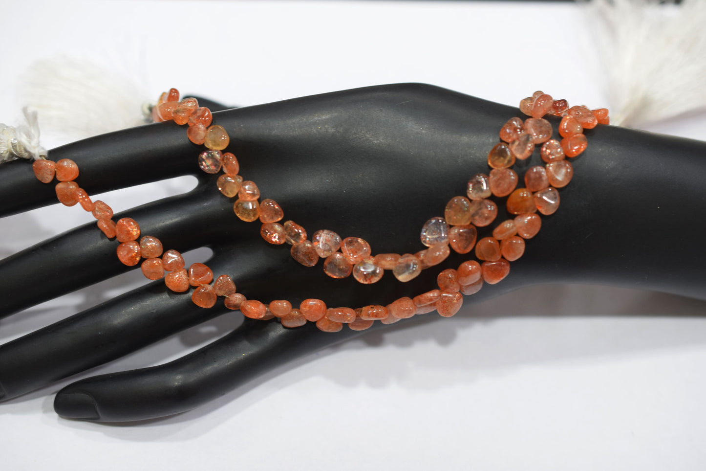 Sunstone Smooth Heart Shape Smooth Briolettes , Sold By Strand , 5x5 - 7x7 mm , 8" , 17561