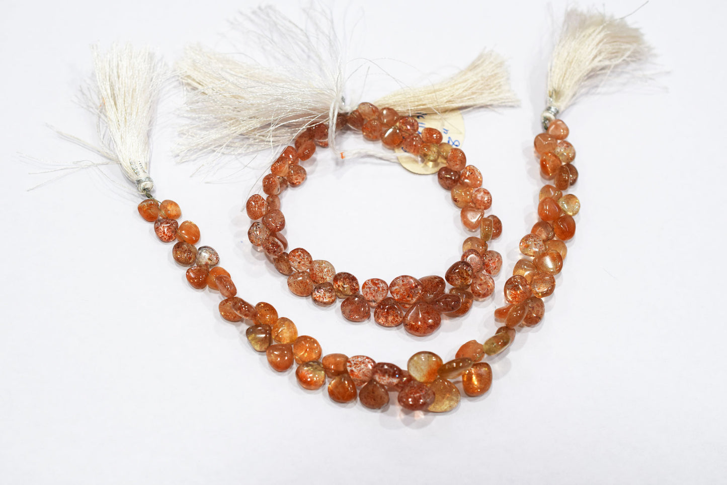 Sunstone Smooth Heart Shape Smooth Briolettes , Sold By Strand , 6x6 - 11x11 mm , 8", 17562