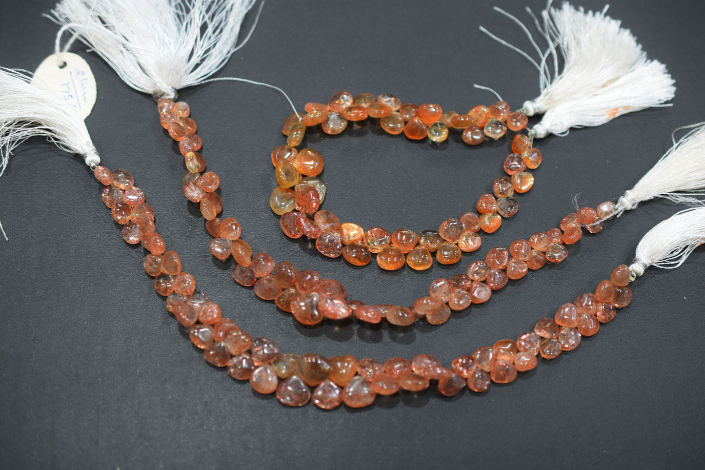 Sunstone Smooth Heart Shape Smooth Briolettes , Sold By Strand , 6x6 - 11x11 mm , 8", 17562
