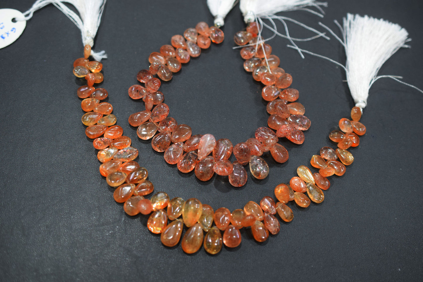 Sunstone Smooth Pear Shape Smooth Briolettes , Sold By Strand , 6x8 - 9x14 mm , 8" , 17565