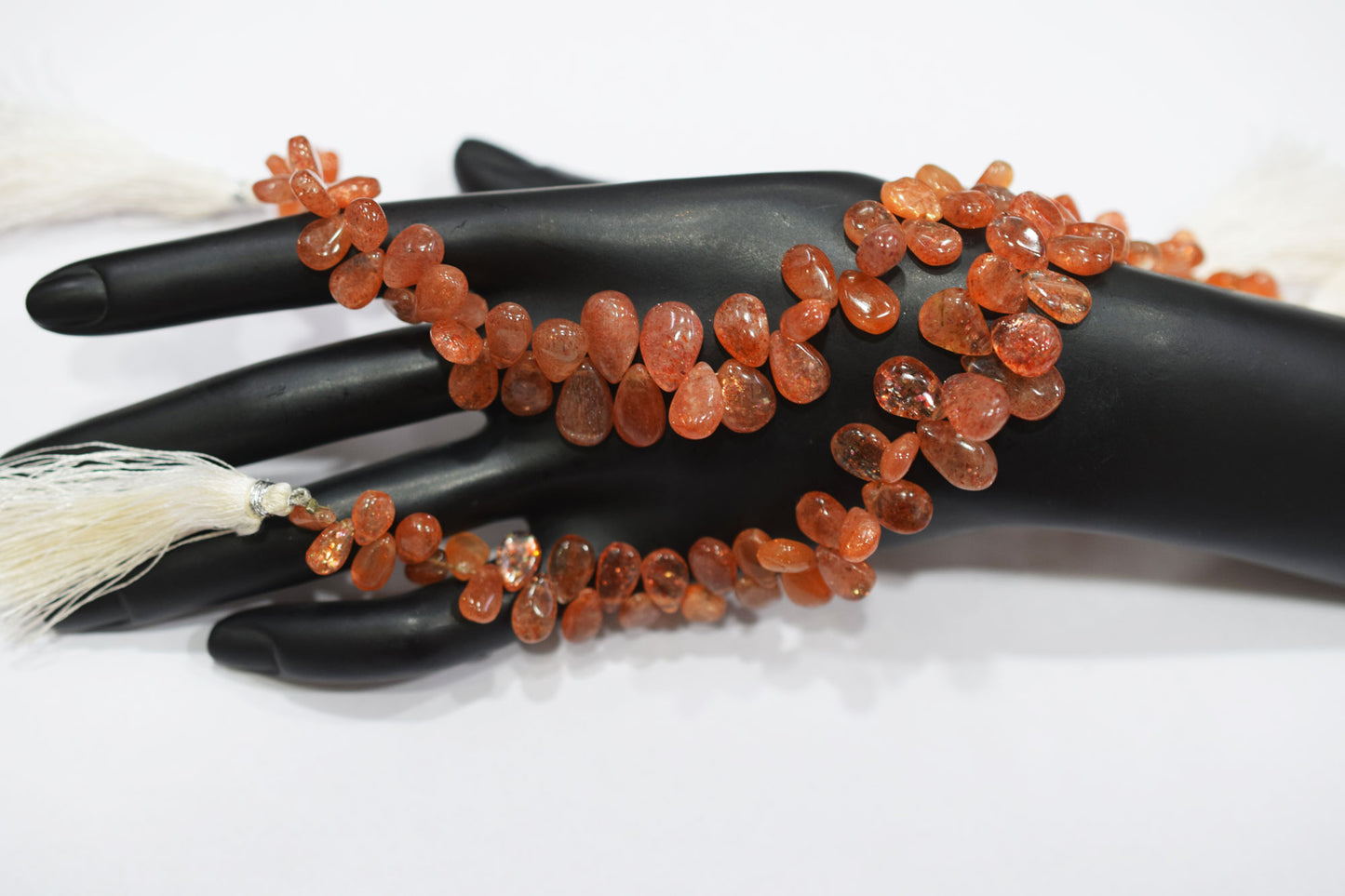 Sunstone Smooth Pear Shape Smooth Briolettes , Sold By Strand , 5x7 - 8x12 mm , 8" ,  17567