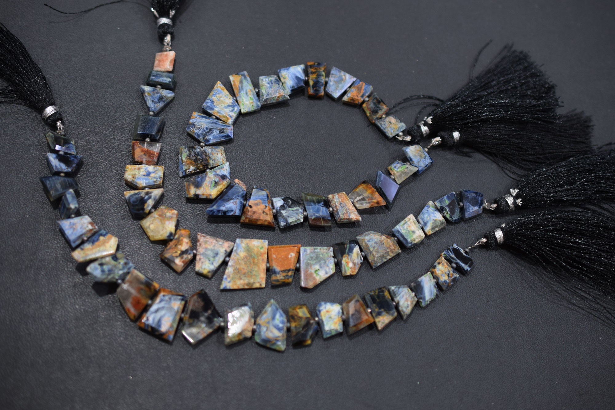 Natural Pietersite Crown Cut Tablets Geometrical Shape Beads , Sold By Strand , 6x8 - 10x14 mm , 7 Inches , 17836