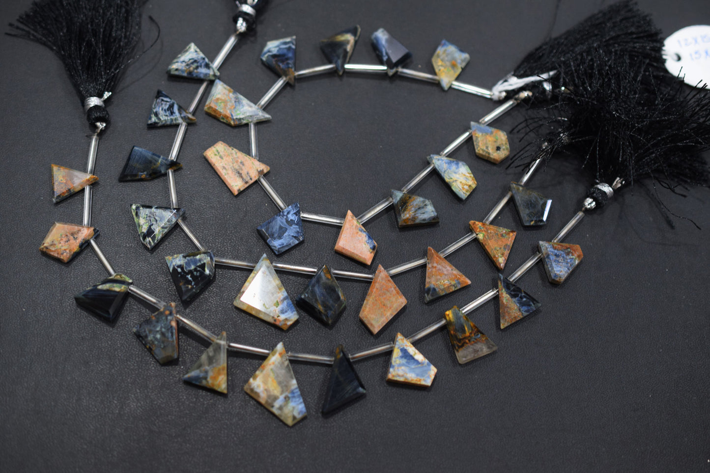 11 Pieces Natural Pietersite Crown Cut Tablets Geometrical Shape Briolettes , Sold By Strand , 12x15 - 14x22 mm , 17839