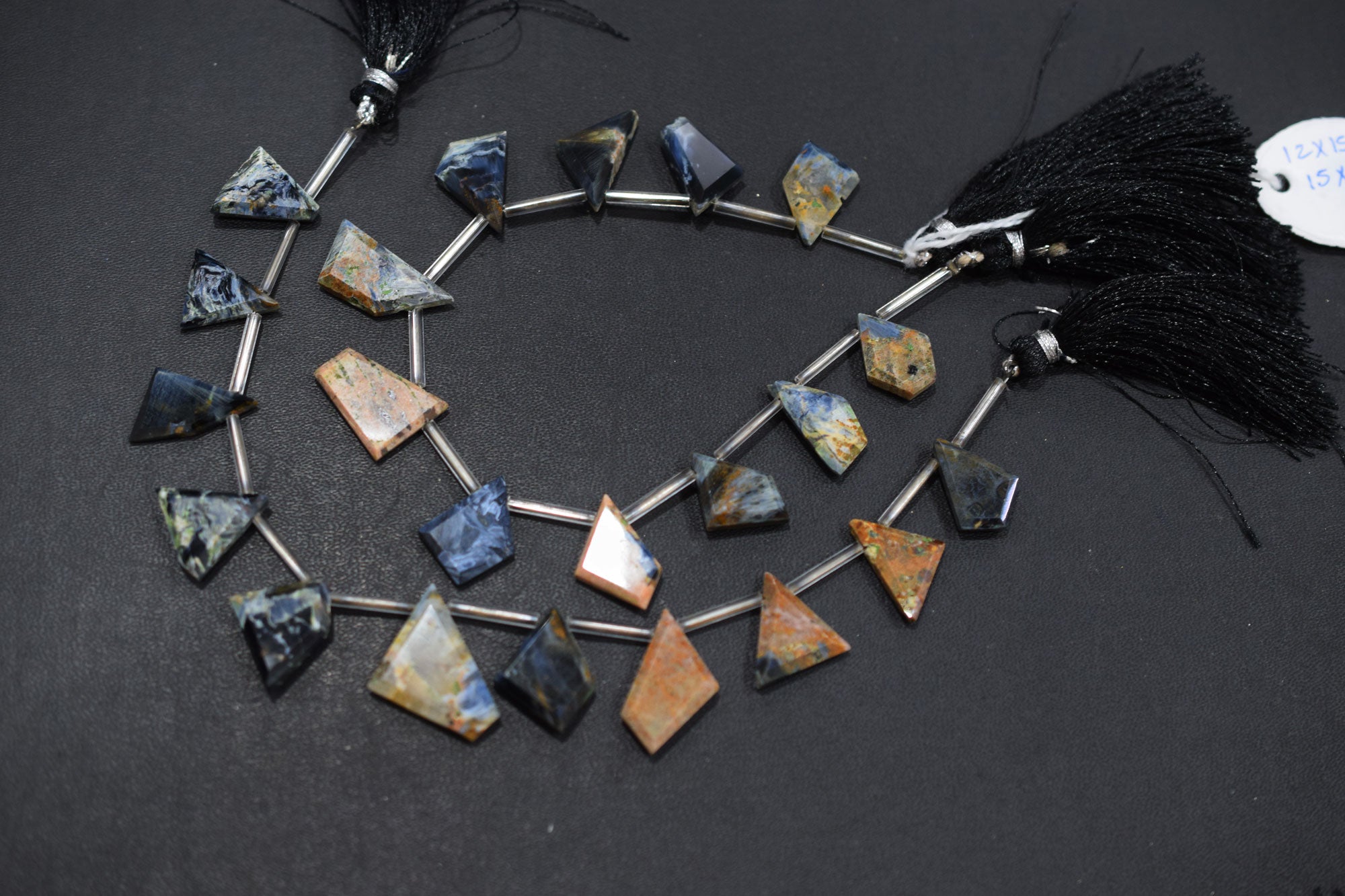 11 Pieces Natural Pietersite Crown Cut Tablets Geometrical Shape Briolettes , Sold By Strand , 12x15 - 14x22 mm , 17839
