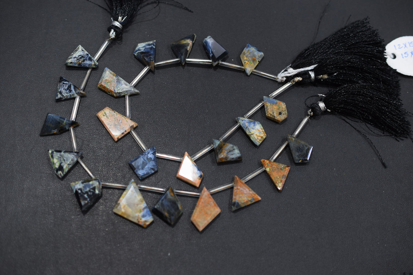 11 Pieces Natural Pietersite Crown Cut Tablets Geometrical Shape Briolettes , Sold By Strand , 12x15 - 14x22 mm , 17839