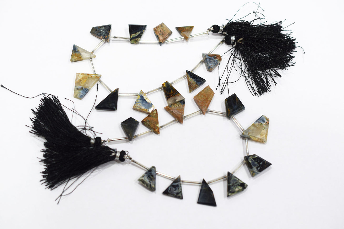 11 Pieces Natural Pietersite Crown Cut Tablets Geometrical Shape Briolettes , Sold By Strand , 12x15 - 14x22 mm , 17839