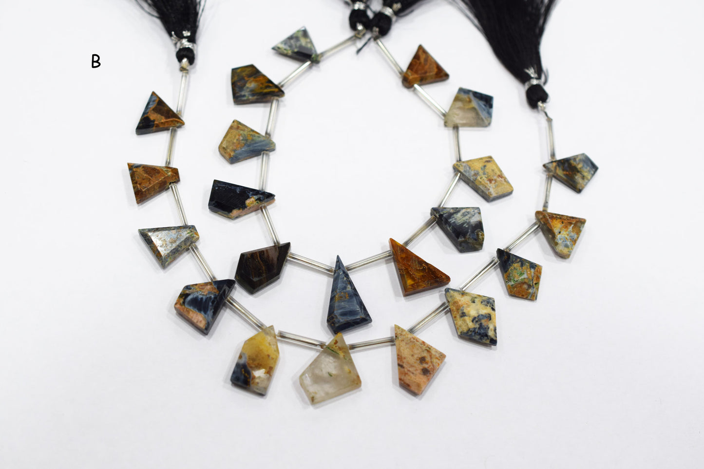 11 Pieces Natural Pietersite Crown Cut Tablets Geometrical Shape Briolettes , Sold By Strand , 13x16 - 14x21 mm , 17840