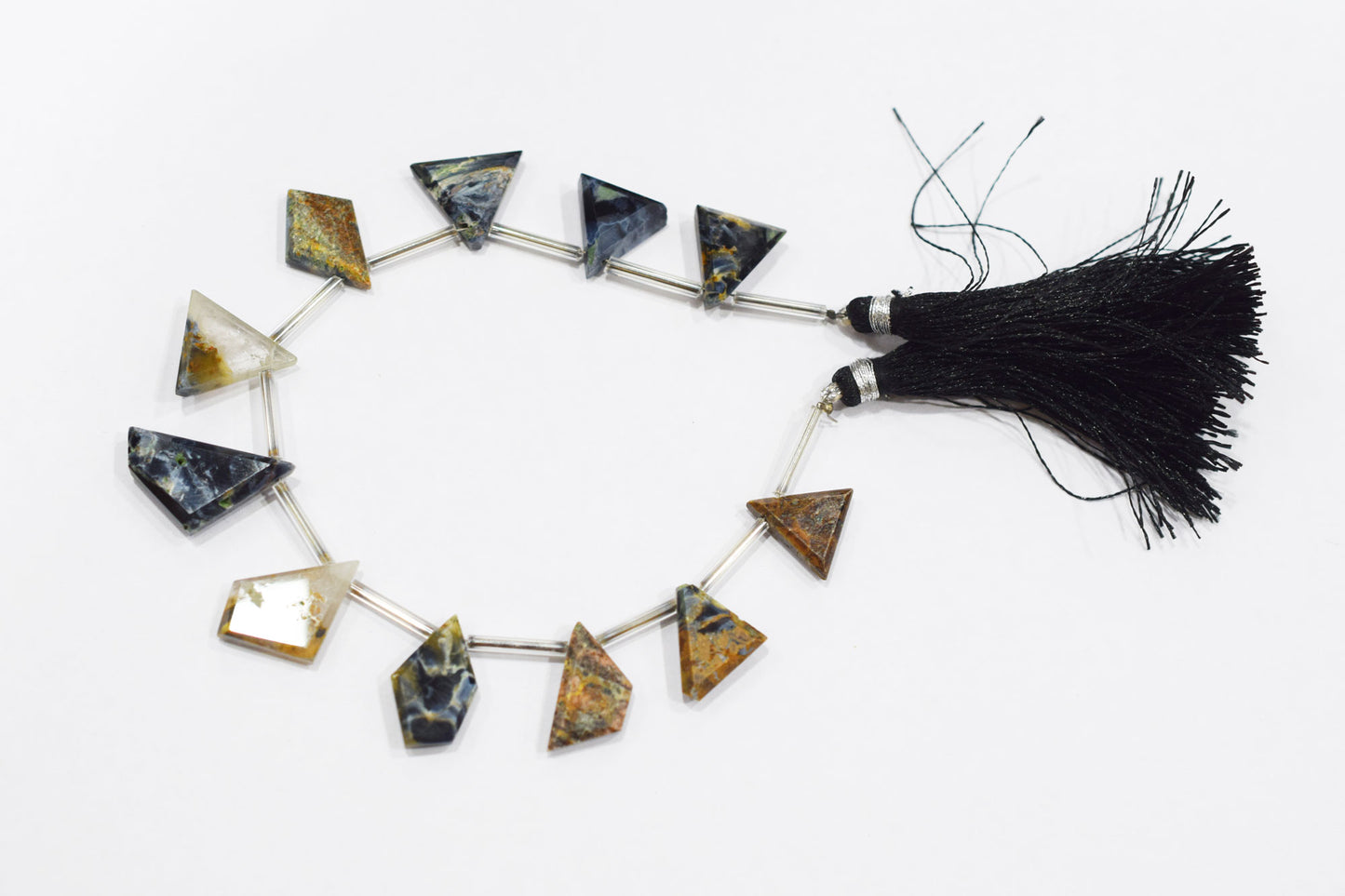 11 Pieces Natural Pietersite Crown Cut Tablets Geometrical Shape Briolettes , Sold By Strand , 13x16 - 14x21 mm , 17840