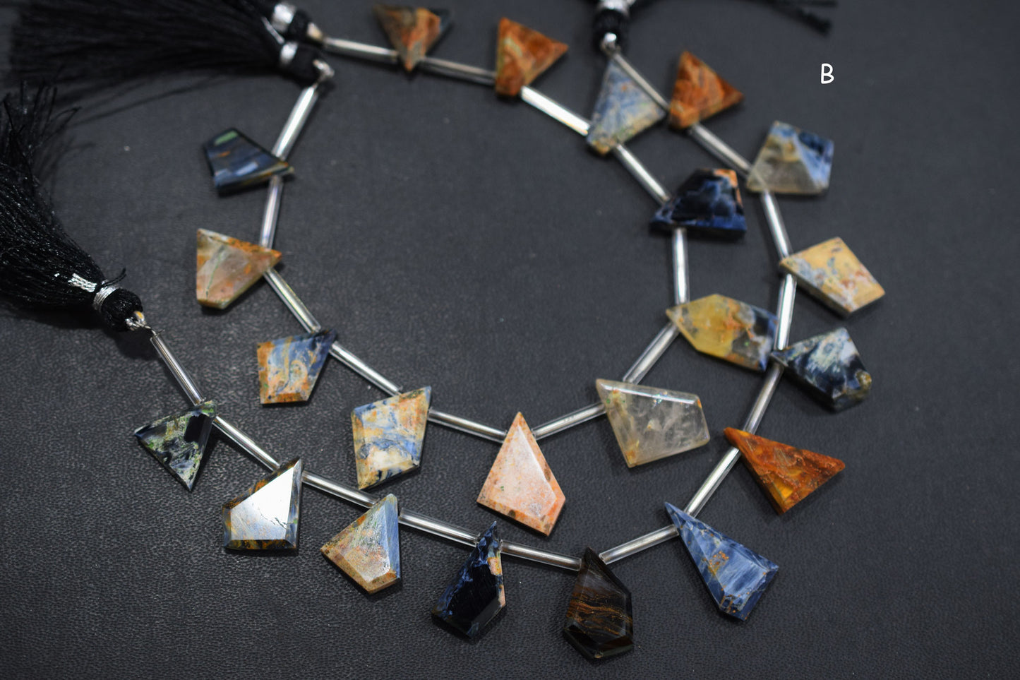 11 Pieces Natural Pietersite Crown Cut Tablets Geometrical Shape Briolettes , Sold By Strand , 13x16 - 14x21 mm , 17840